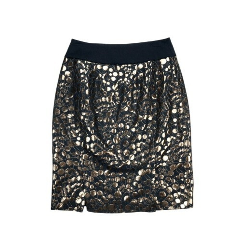 The Limited Black Gold Metallic Pencil Skirt Size 2 - Picture 2 of 7